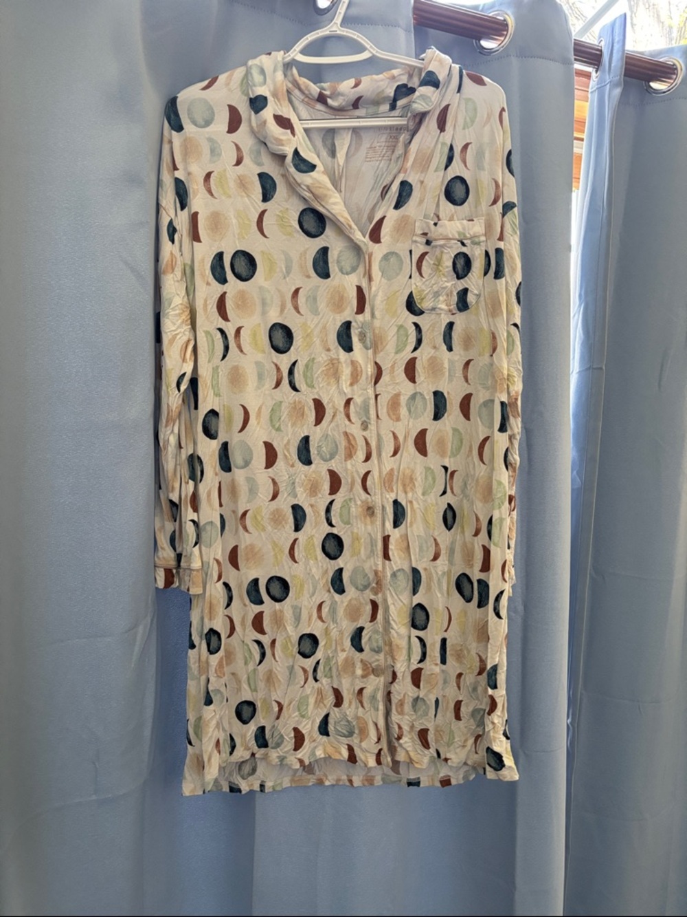 Little Sleepies Cream Tunic with Subtle Moon & Leaf Print